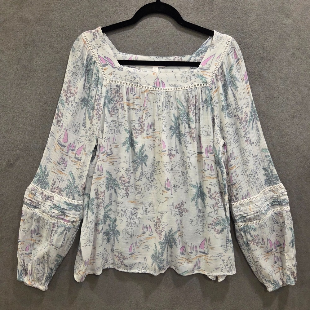 LC Lauren Conrad Peasant Shirt Womens XL Boho‎ Blouse Casual Hippie